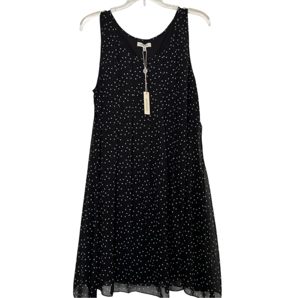 Max Studio Sleeveless Polkadot Asymmetrical Midi Dress